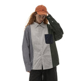 Unisex Shirt Stitching Plaid Loose Casual