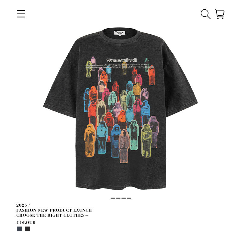 American vintage street T-shirt vintage cotton summer men and women
