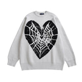 Women Sweater Heart-Shaped Spider Web Knitted Wool