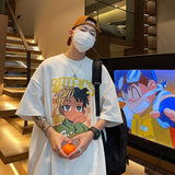 Men T Shirt Cartoon Print Summer Loose All-Matching