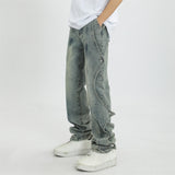 Men Jeans Rock Stitching Trendy Personality Design