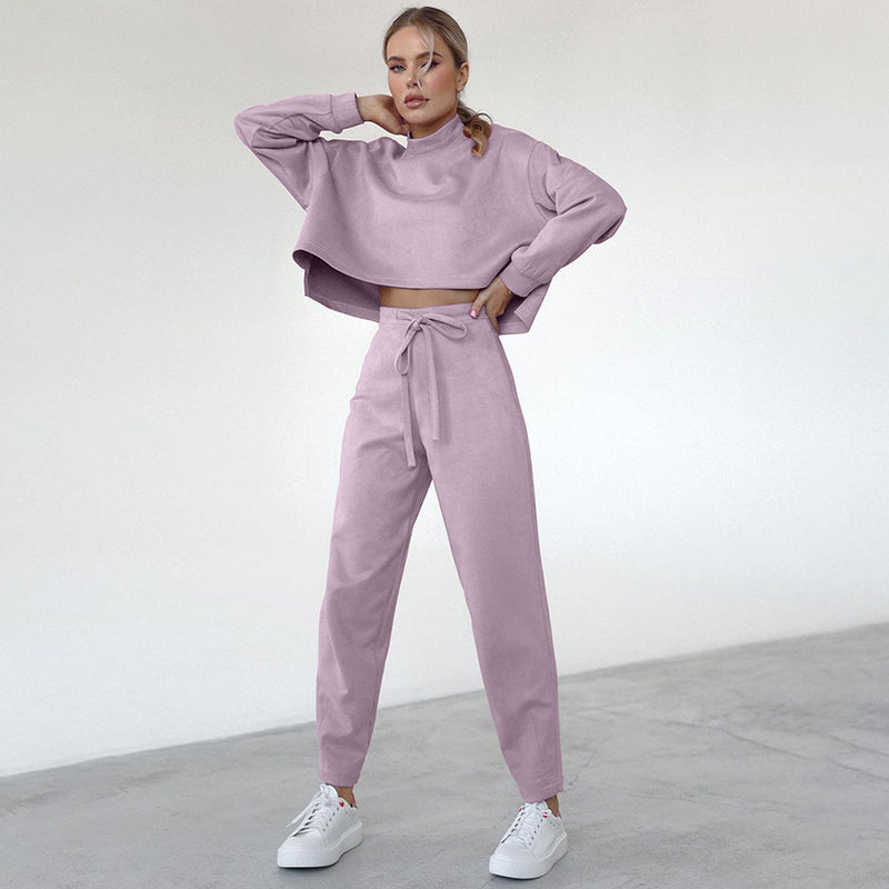 Women Co-Ords Knitted Short Top Trousers Casual Women