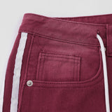 Men Jeans Side Ribbon Stitching Loose Casual