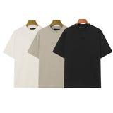 Fog Essentials T Shirts Spring Summer FOG Flocking Letter Crew Neck Short Sleeves