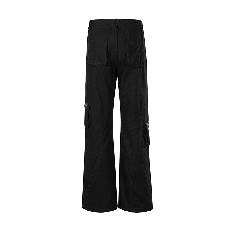 Cargo Pants Dark Bell-Bottom Pants Zipper