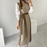 Modest Office Dresses Autumn Vintage Knitted Slim Dress