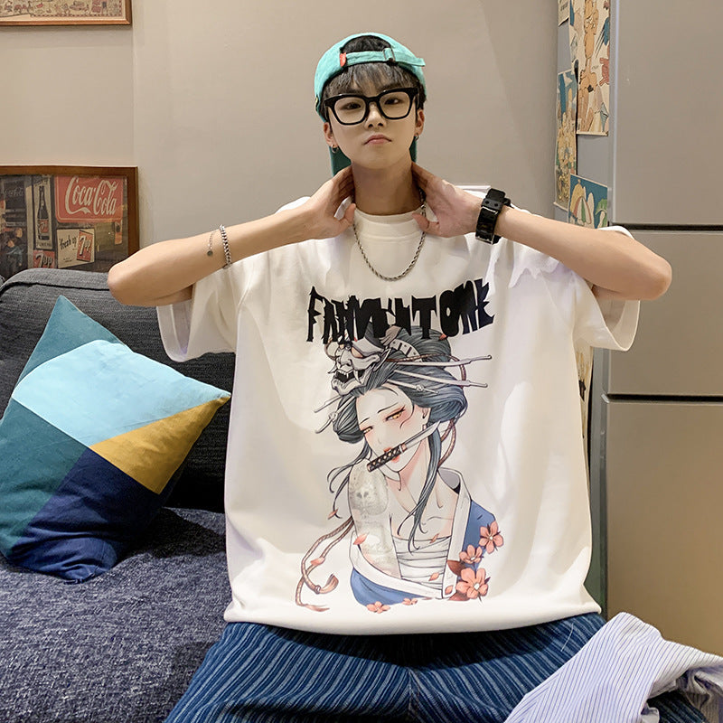 Men T Shirt Summer Heavy All-Match Loose