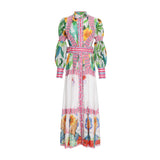 Bohemian Dress Lantern Sleeve Lace Trim Dress