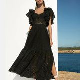 Bohemian Dress Hollow out Lace Split Dress