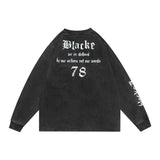 Men Long Sleeve T-Shirt Creative Landscape Printing Distressed Loose