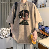 Men T Shirt Summer Retro Heavy Cotton Distressed