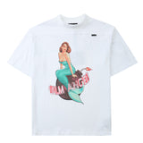 Palm Angle T Shirts Mermaid Pattern Loose