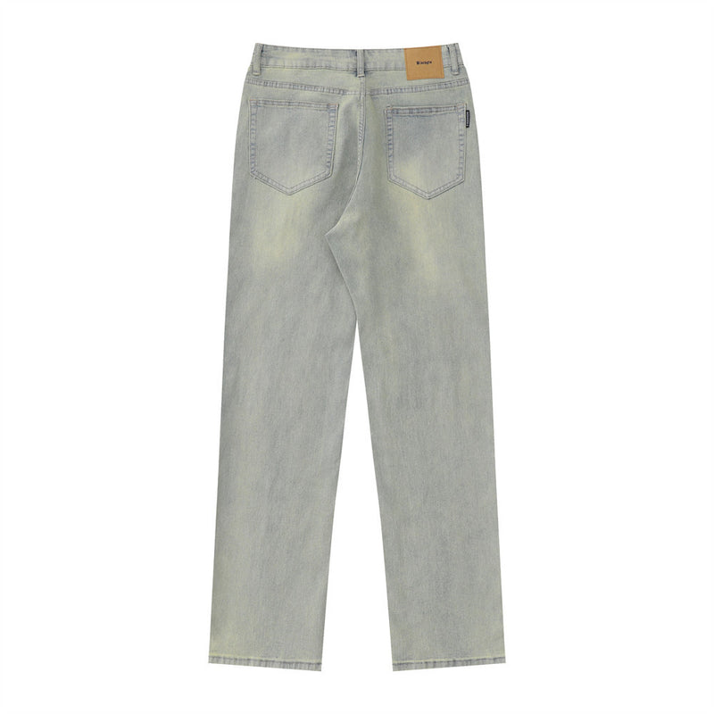Men Jeans Distressed Faded Loose Retro Casual