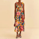 Bohemian Dress Pastoral Style Floral Print Sling Dress