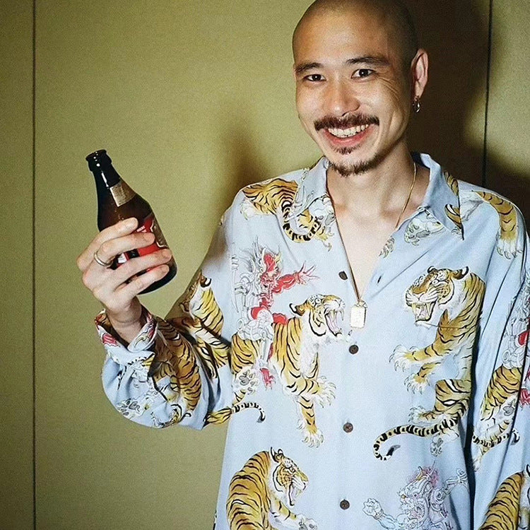 GUILTYPARTIES TIGER Shirts Hawaiian long-sleeved shirts