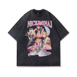 Men T-Shirt Vintage Bili Singer Print Distressed