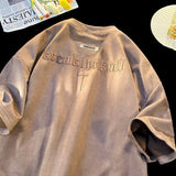 Men T Shirt Suede Loose Summer