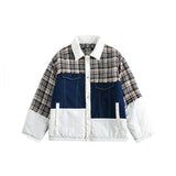 Unisex Coat Plaid Coat Cotton-Padded Jacket Stitching