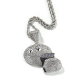 Jewelry Personality Wine Glass Smiley Face Pendant Copper Inlaid Zircon Royalty Spectrum