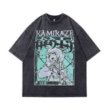 Men T-Shirt NBA Star Cartoon Print Distressed