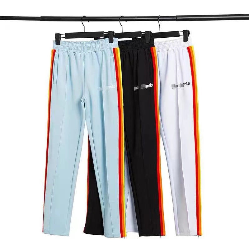 Palm Angels Pants Palm Angels Rainbow Striped Pants Men's and Women's Casual Trousers Loose