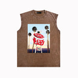 Purple Brand Distressed Tank T Shirts Distressed Sleeveless T-shirt Vest