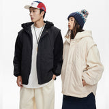 Unisex Coat Stitching Lamb Wool Warm and Loose Cotton-Padded Coat