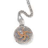 Jewelry Ai Zhiheng Round Cake Pendant Necklace Copper Set with Colored Zircon St. Valentine's Spectrum