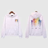 Amiri Hoodie OW Rainbow Letter Pattern Pullover Hooded Sweater