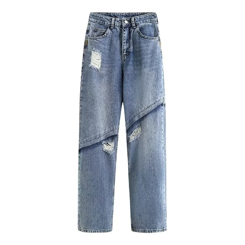 Women Jeans Ripped Stitching Personality