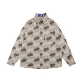 Men Long Sleeved T Shirt Hawaiian Drape Floral Shirt Men's Spring and Autumn Loose Lapel Long Sleeves Shirt