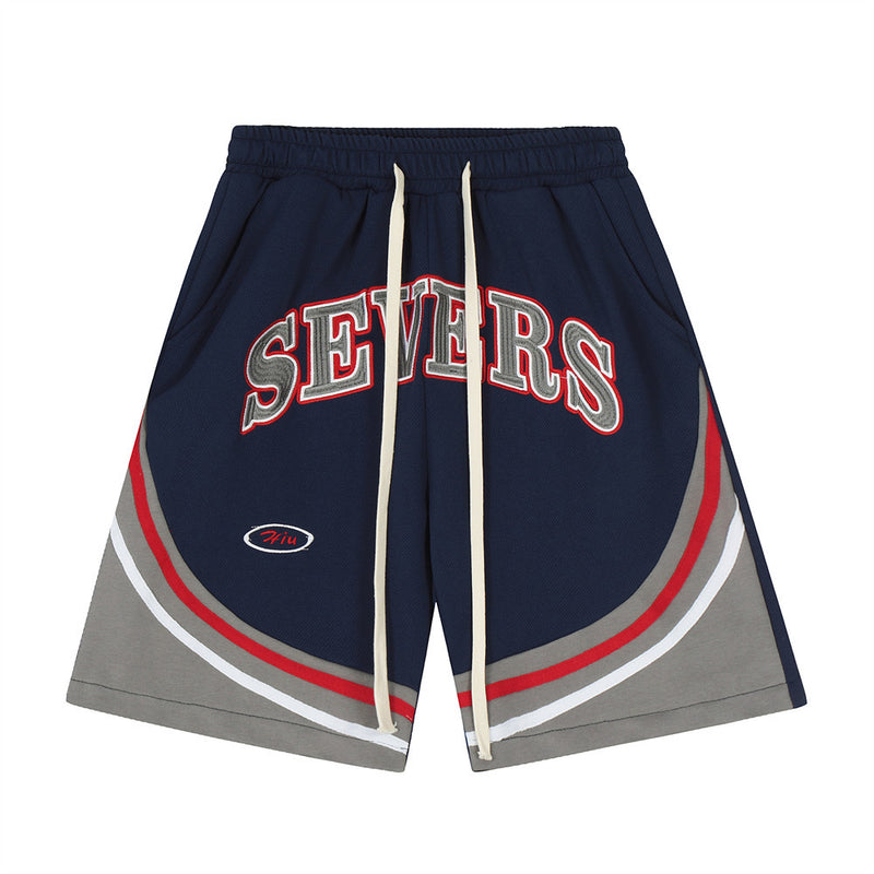 Men Shorts Embroidery Stitching Sports Shorts Loose Casual