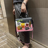 Chh Chrome Heart Leather Bag Las Vegas Themed Embroidered Tote