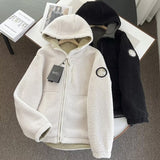 Women Cotton Coat Warm Faux Cashmere Hooded Jacket