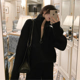 Women Knitted Cardigan Loose Zip Knitted Thickened