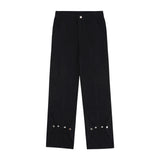 Men Jeans Stitching Casual All-Match Loose Buttons