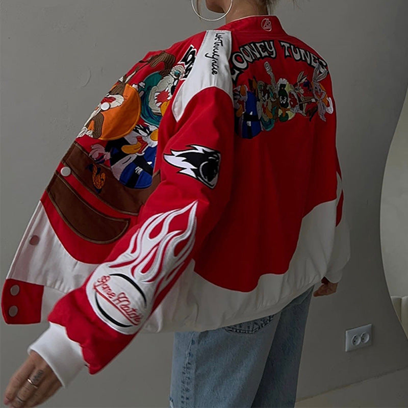 Women Jacket Sports Casual Loose Motorcycle