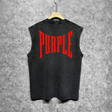 Purple Brand Distressed Tank T Shirts Distressed Sleeveless T-shirt Vest