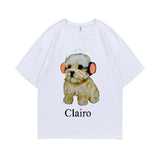 Clairo Dog Puppy Headphones Graphic Print Tshirt Summer Male