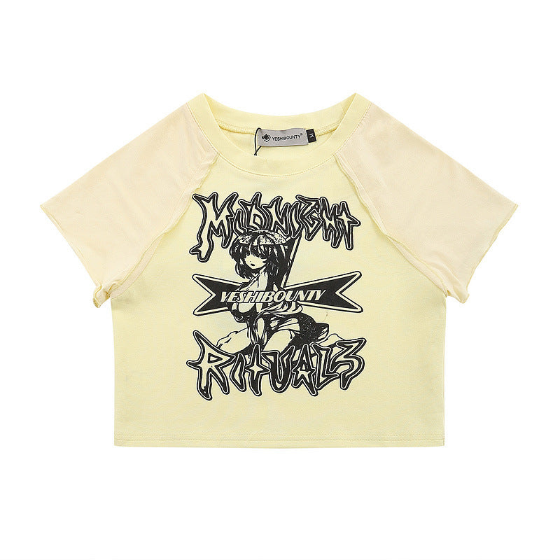 Men T-Shirt Summer Retro Patchwork Top