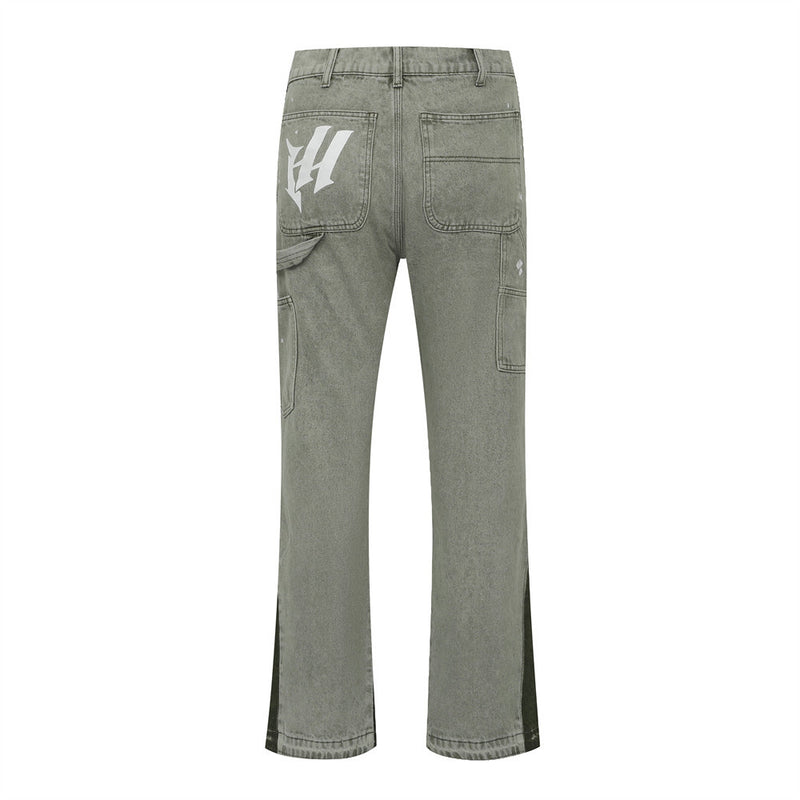Men Jeans Personalized Punk Design Stitching Edging