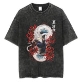 Men Vintage T-shirt Harajuku Anime Graphic Print T-Shirt