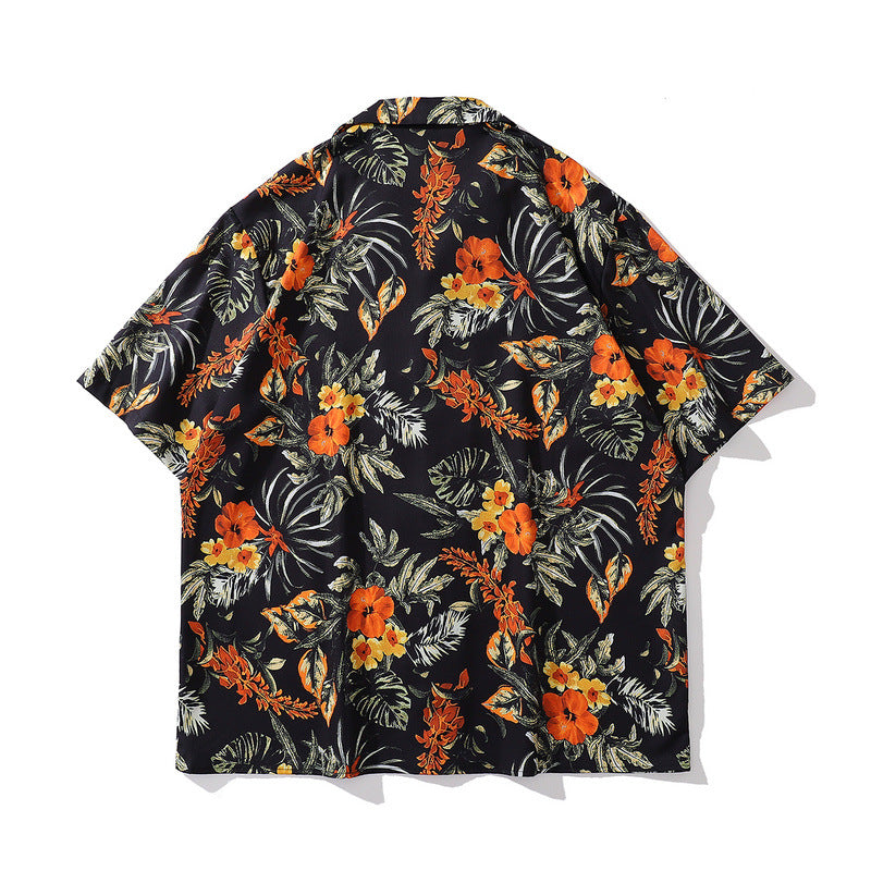 Short Sleeve Shirt Vintage Floral Full Printed Loose Casual