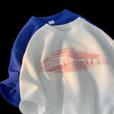 Men T Shirt Waffle Retro Loose Casual