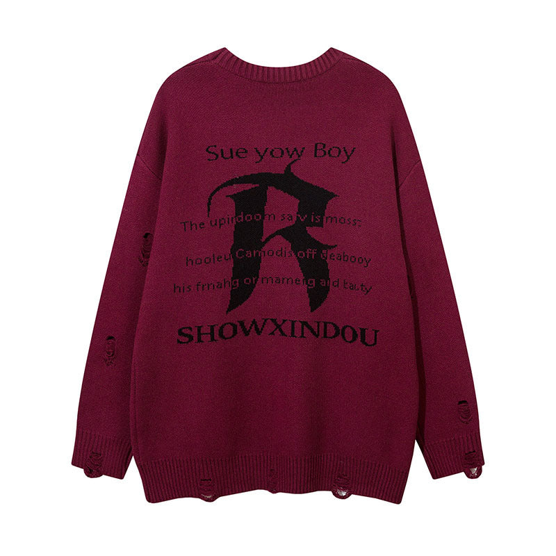 Women Sweater Letter Jacquard Knitted Coat Idle Style
