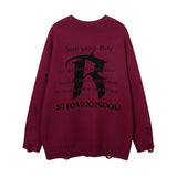 Women Sweater Letter Jacquard Knitted Coat Idle Style