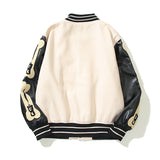 Kapital Jack Hitian Hehong Leather Sleeve Stitching Towel Embroidered Bone Baseball Uniform Jacket Coat