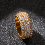 Rings Copper with Zirconium Five Rows Full Diamond Ring Hip Hop St. Valentine's Spectrum