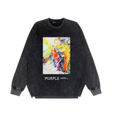 Purple Brand Distressed Long Sleeve Shirt Fashion Distressed Loose Long-sleeved Top