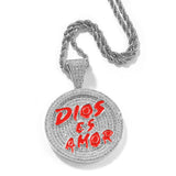 Jewelry Disc Pendant with Diamonds Hip Hop Necklace ins Alphabet Pieces Spectrum